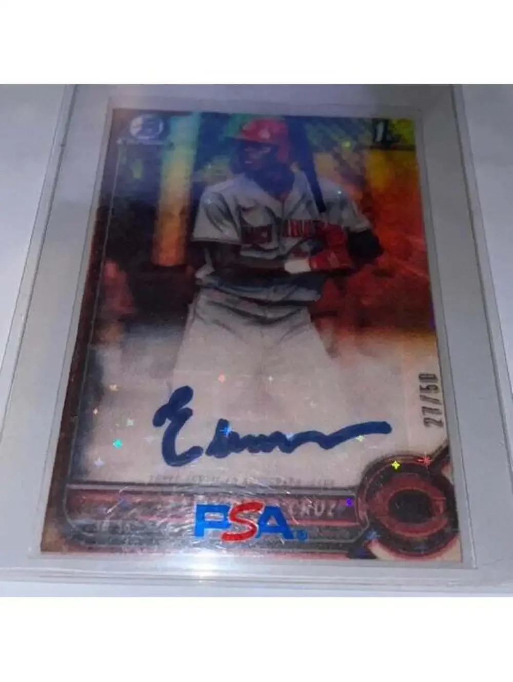 ELLY DE LA CRUZ REDS BOWMAN CHROME REFRACTOR AUTO FACSIMILE CUSTOM
